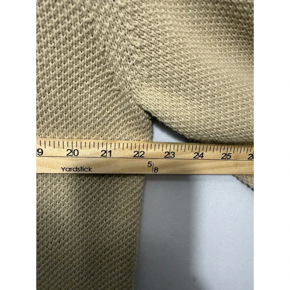 Tommy Hilfiger Quarter Zip Sweater Mens L Beige Tan Navy Collar Flag Logo Knit